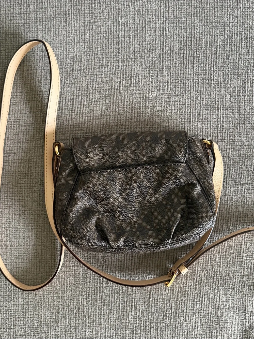 Michael Kors Brown Logo Crossbody with Gold Plate